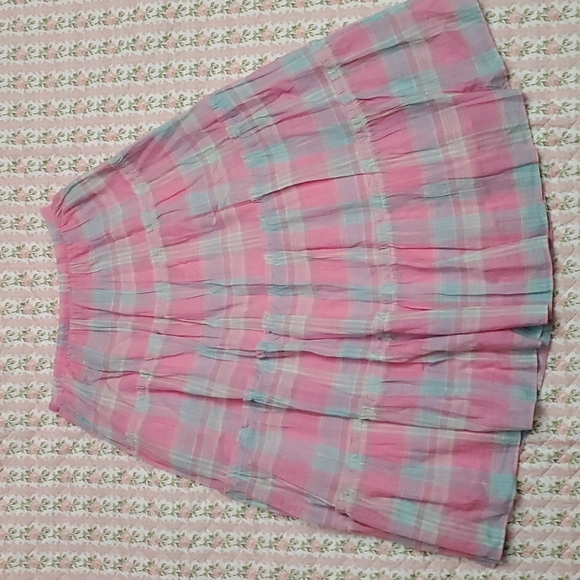 Loveshackfancy Lyla pink plaid midi skirt cotton M - Picture 8 of 11